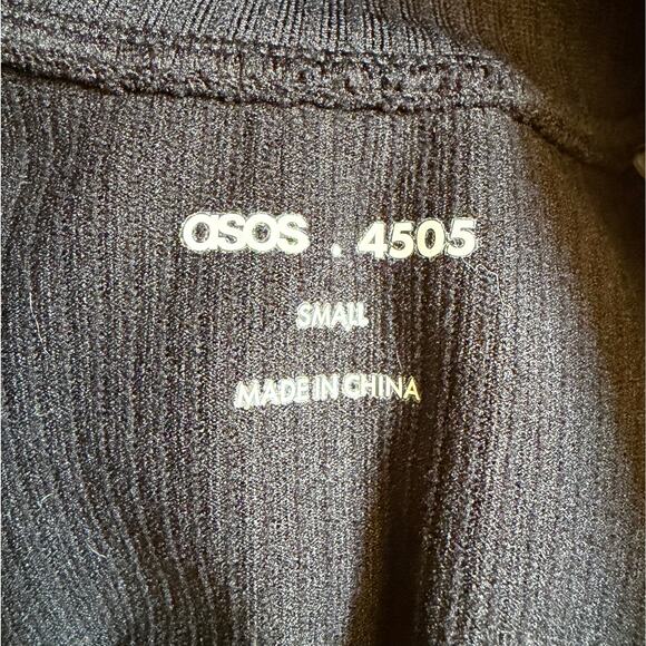 ASOS ribbed catsuit bodysuit 4505 seamless zip front all-in-one in black sz S - Picture 9 of 9